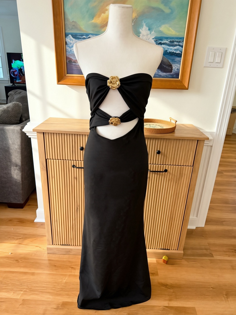 Rose Detail Cutout Gown